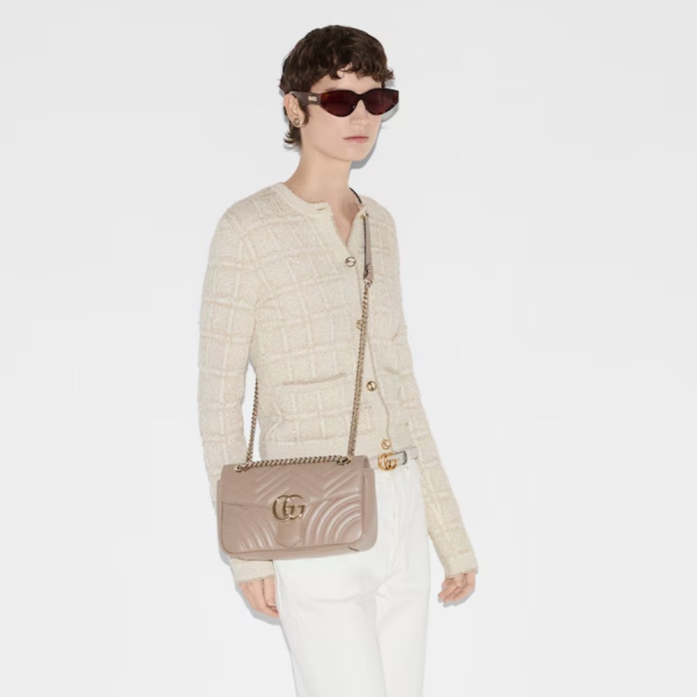 Gucci Taupe Quilted Leather Shoulder Bag with Gold Hardware - Picture 3 of 13